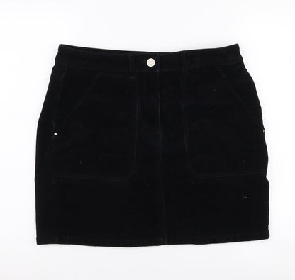 Dorothy Perkins Black Cotton Pencil Skirt, Size 12