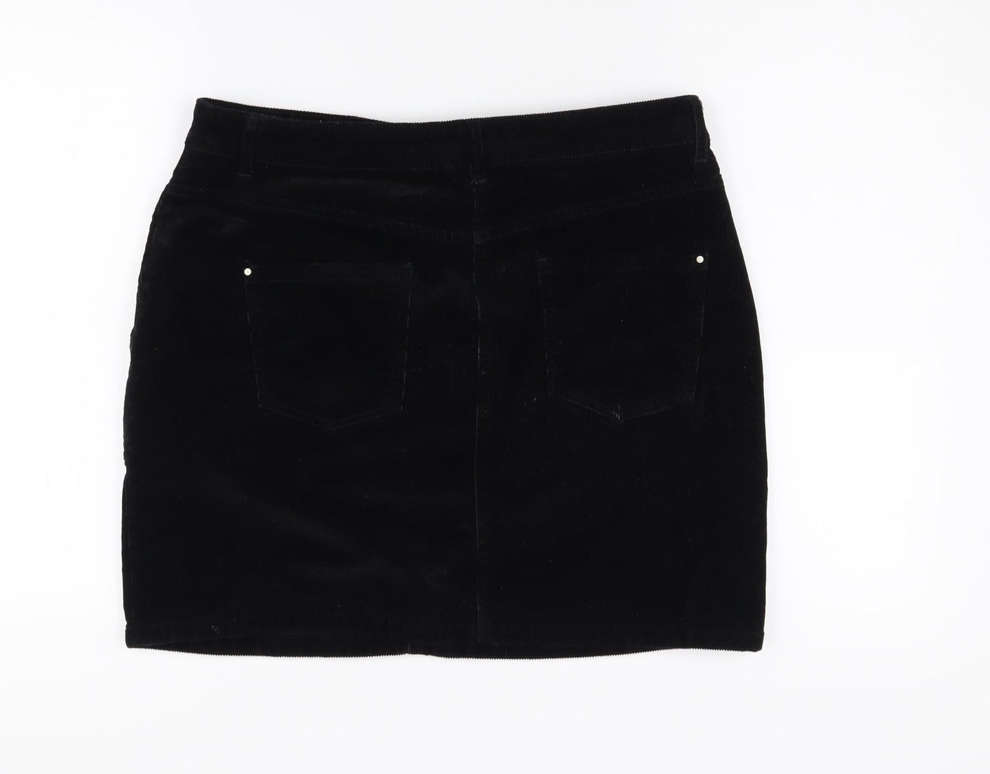 Dorothy Perkins Black Cotton Pencil Skirt, Size 12