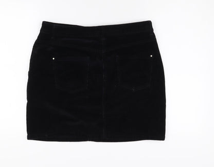Dorothy Perkins Black Cotton Pencil Skirt, Size 12