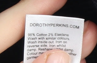 Dorothy Perkins Black Cotton Pencil Skirt, Size 12