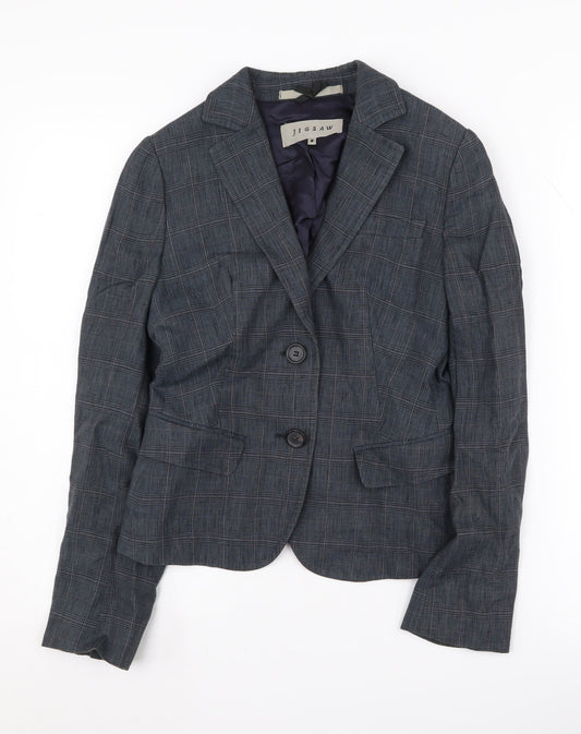 Jigsaw Women's Grey Check Blazer Size 8, Workwear Style