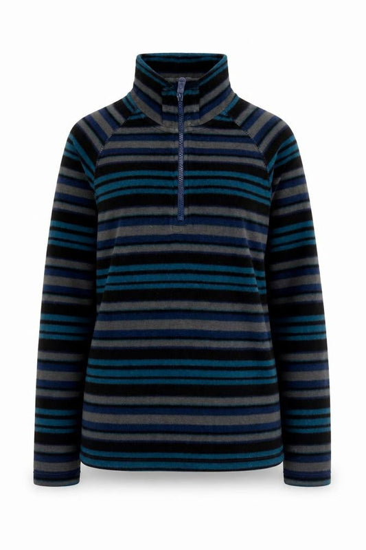 Front view of Cotton Traders unisex black striped sweatshirt s