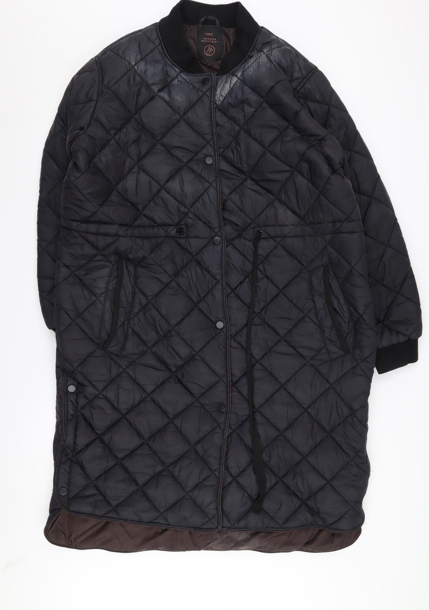 Womens UK Size 16 NEXT Black Quilted Coat