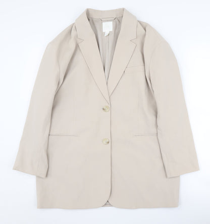 H&M Women's Beige Blazer, Size 8, Two-Button, Lined