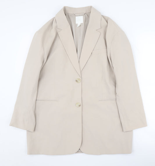 H&M Women's Beige Blazer, Size 8, Two-Button, Lined