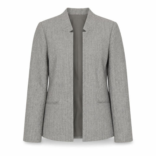Front view of Linea Women's Grey Blazer, size 12, Lined, Regular Fit