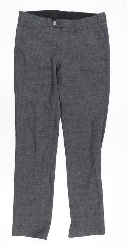 T.M. Lewin Men's Grey Check Dress Pants, 28R