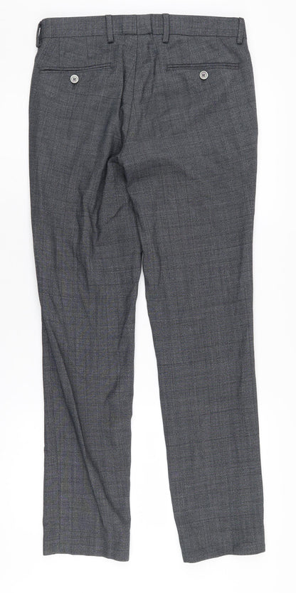 T.M. Lewin Men's Grey Check Dress Pants, 28R