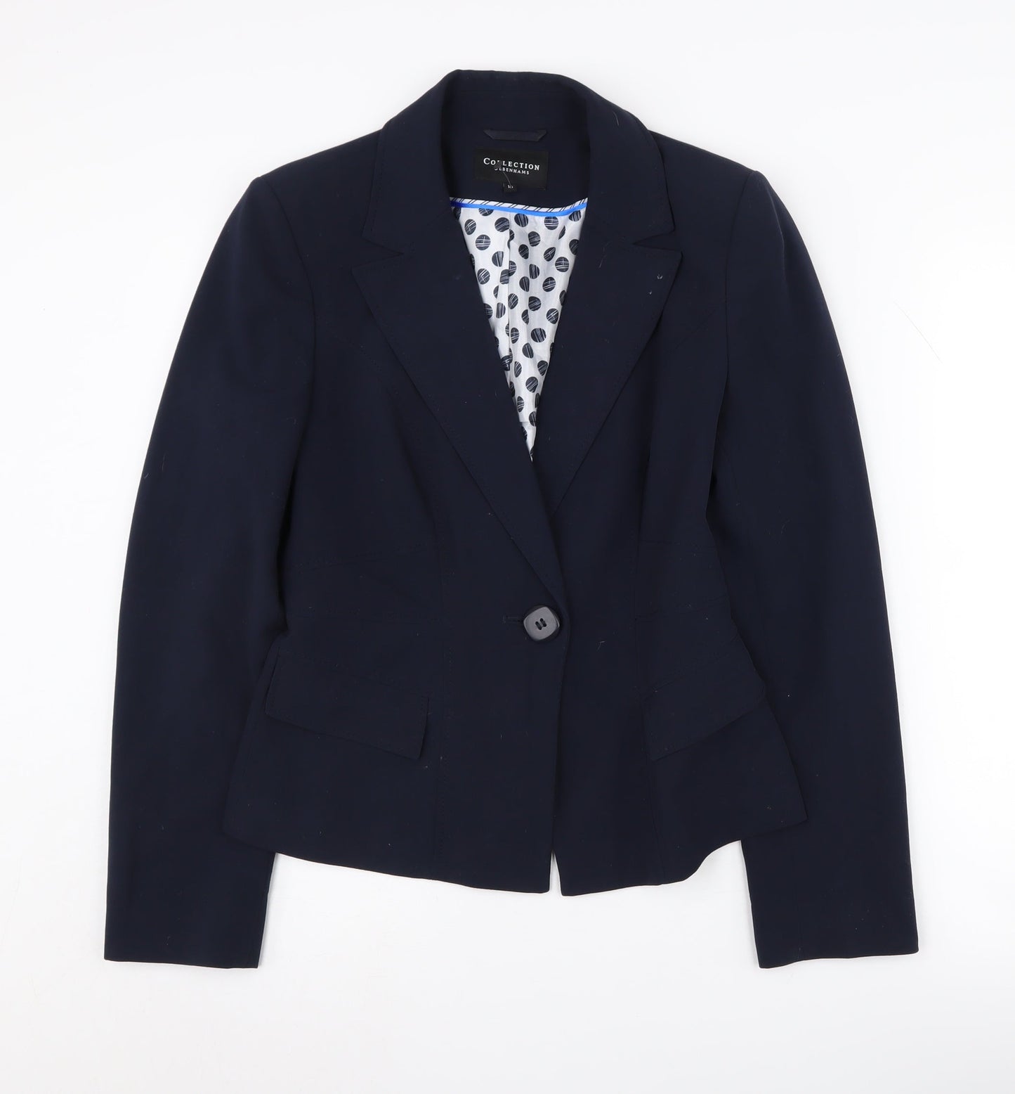 Debenhams Women's Blue Blazer Size 10 Notch Lapel