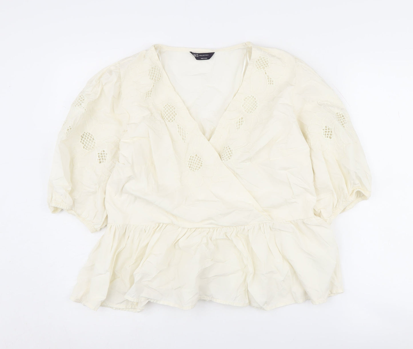 Womens UK Size 14 Marks and Spencer Ivory Wrap Blouse