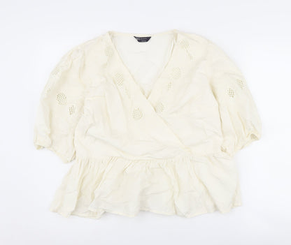 Womens UK Size 14 Marks and Spencer Ivory Wrap Blouse