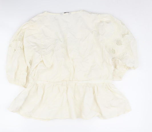 Womens UK Size 14 Marks and Spencer Ivory Wrap Blouse