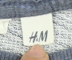 H&M Women's Blue Pullover Sweatshirt, Size 16 - Graphic Print