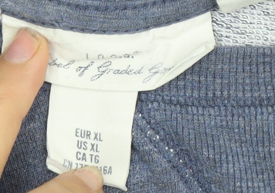 H&M Women's Blue Pullover Sweatshirt, Size 16 - Graphic Print