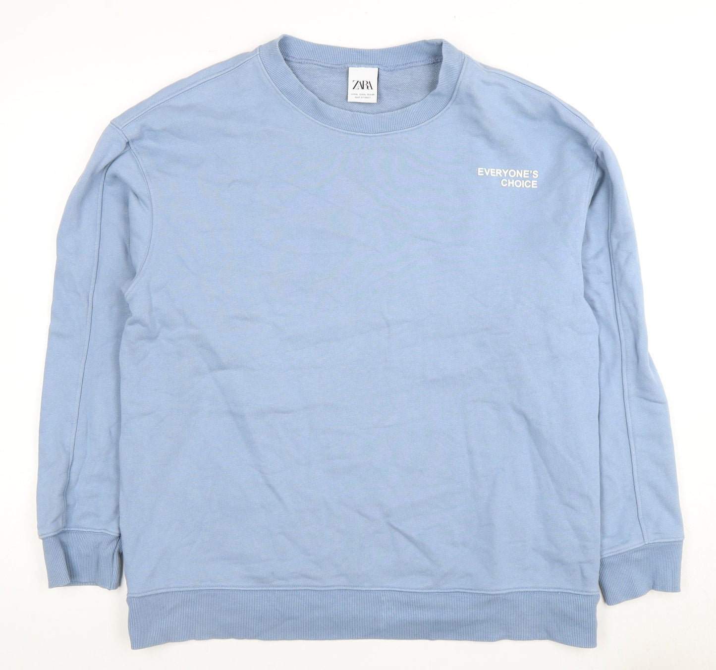 Zara Mens Blue XL Crew Neck Skull Graphic Sweatshirt