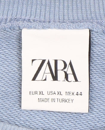 Zara Mens Blue XL Crew Neck Skull Graphic Sweatshirt