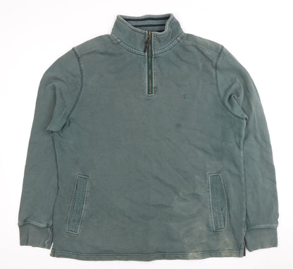 White Stuff Men's Green 1/4 Zip Sweatshirt M