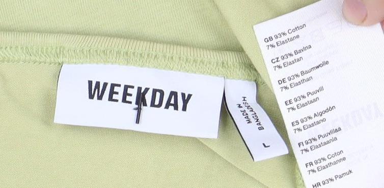 Unisex Adults UK Size S Weekday Green Basic T-Shirt
