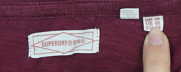 Womens UK Size 14 Superdry Red Basic T-Shirt