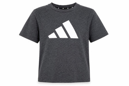 Front view of Adidas boys’ grey graphic t-shirt, 6-7 years