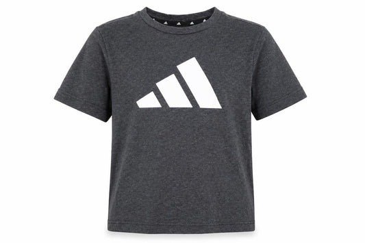 Front view of Adidas boys’ grey graphic t-shirt, 6-7 years