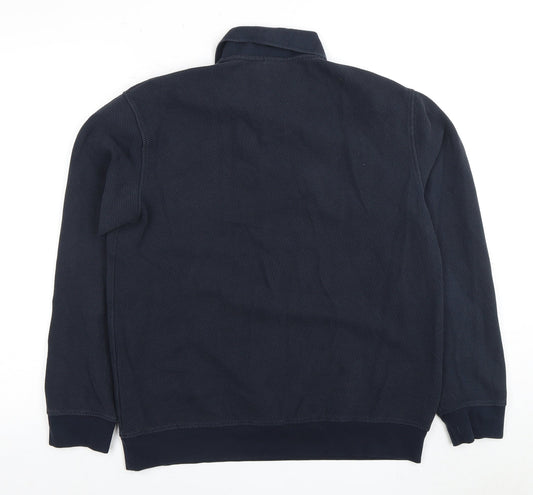 Zara Men Blue Long Sleeve Polo Shirt