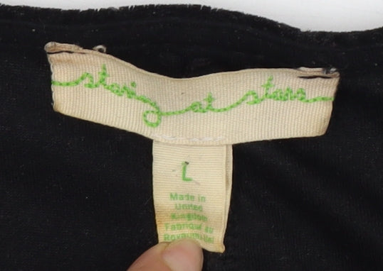 Womens UK Size L Staring at Stars Black Basic Blouse