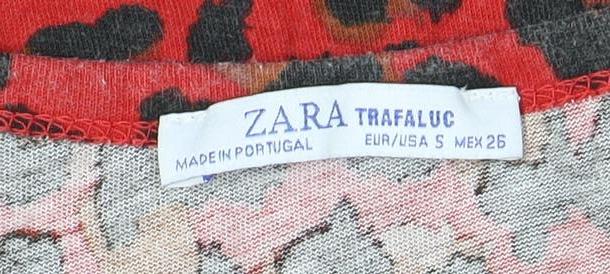 Womens UK Size 8 Zara Multicoloured Basic T-Shirt