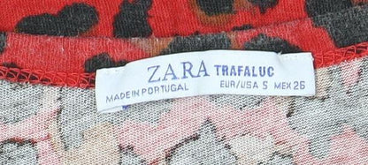 Womens UK Size 8 Zara Multicoloured Basic T-Shirt