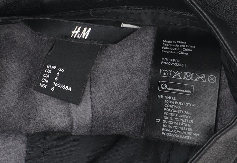 H&M Women's Black A-Line Skirt Size 8 with Zip Accents