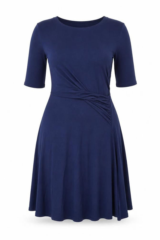 Frock and Frill Women's Blue Half Sleeve Dress
