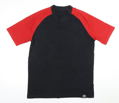 WORKWEAR Men's M Black Red Crew Neck T-Shirt
