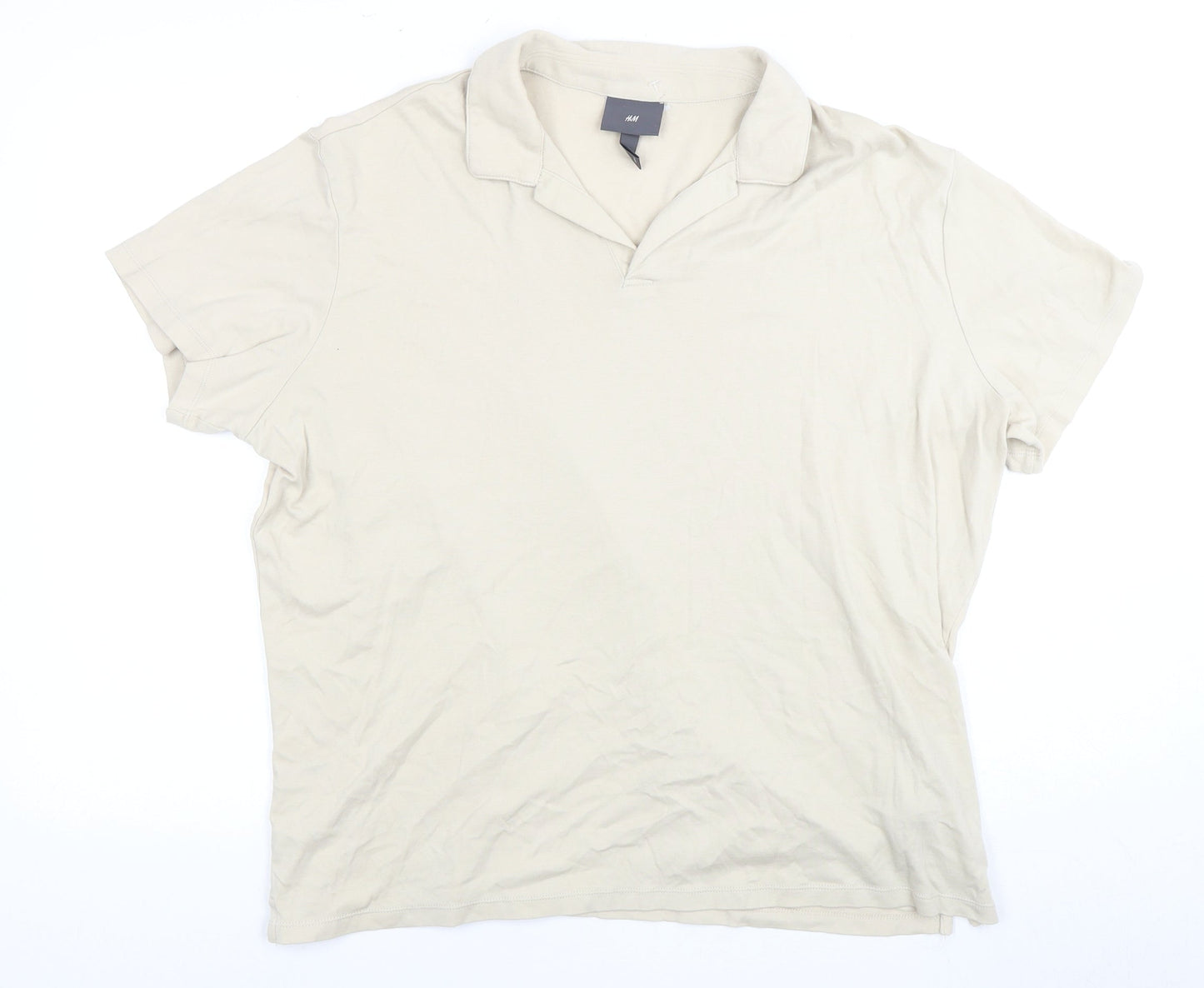 H&M Men's Beige XL Polo Shirt Casual Collared
