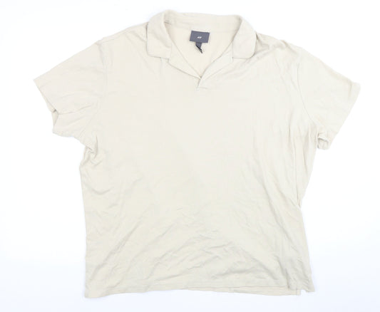 H&M Men's Beige XL Polo Shirt Casual Collared