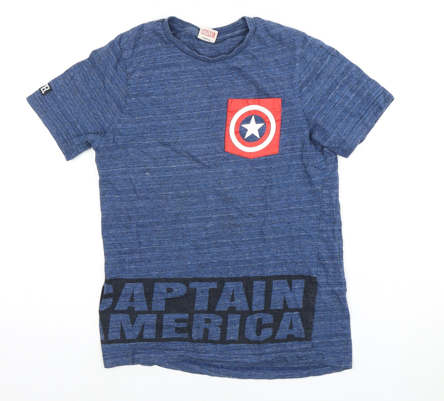 Marvel Boys Blue Captain America T-Shirt, 11-12 Years, Crew Neck
