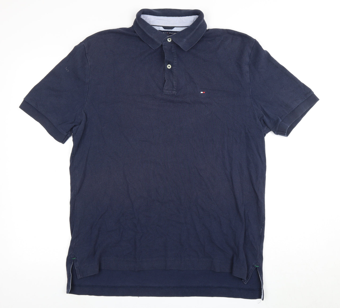 Tommy Hilfiger Men's Blue Polo Shirt, Size L, Short Sleeve