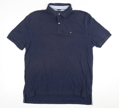 Tommy Hilfiger Men's Blue Polo Shirt, Size L, Short Sleeve