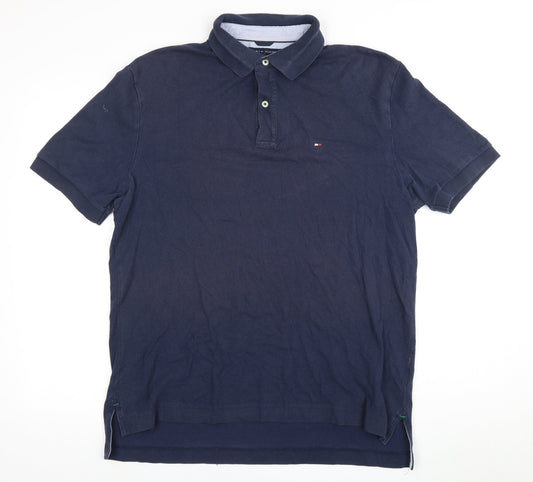 Tommy Hilfiger Men's Blue Polo Shirt, Size L, Short Sleeve