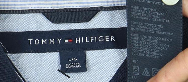 Tommy Hilfiger Men's Blue Polo Shirt, Size L, Short Sleeve