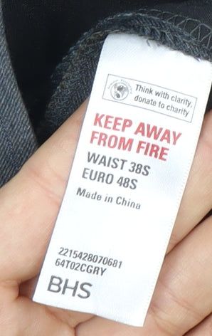 BHS Men's Grey Trousers, 38S, Business Style