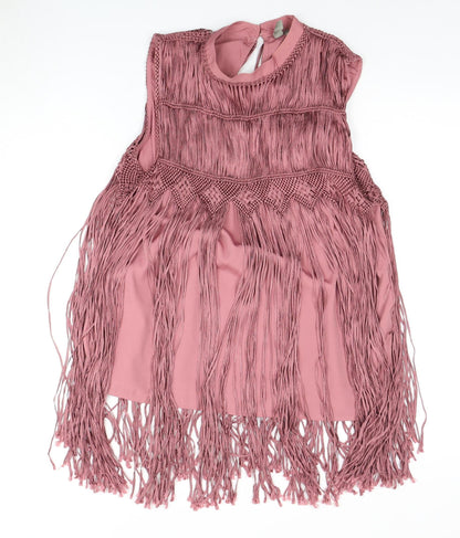 ASOS Women's Pink Sleeveless Fringe Blouse Size 12