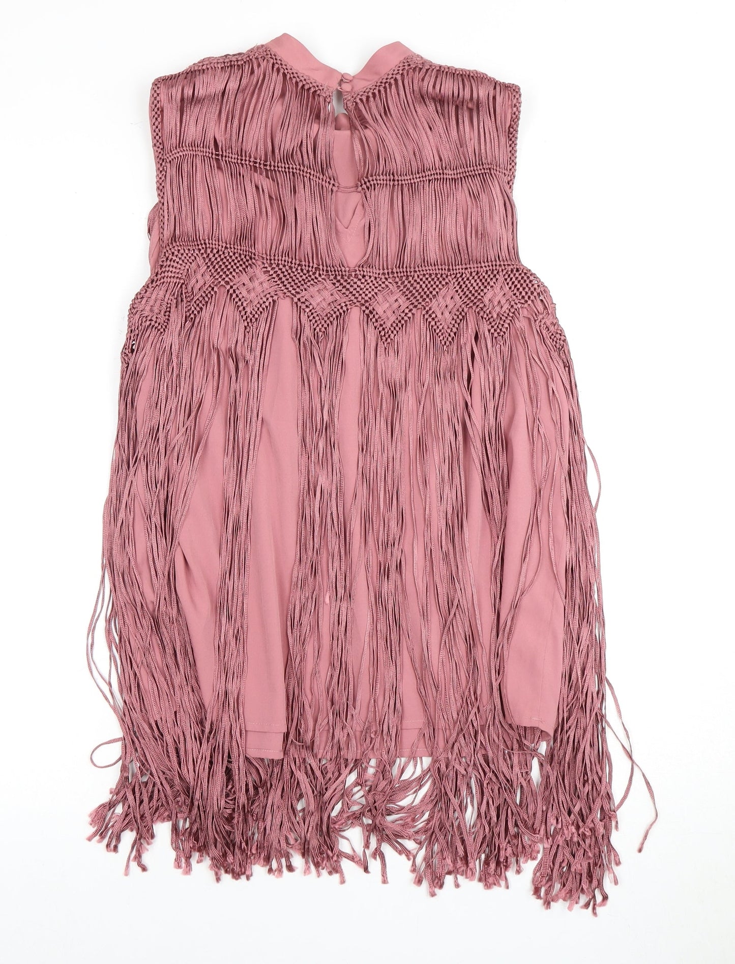 ASOS Women's Pink Sleeveless Fringe Blouse Size 12