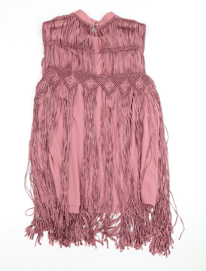 ASOS Women's Pink Sleeveless Fringe Blouse Size 12