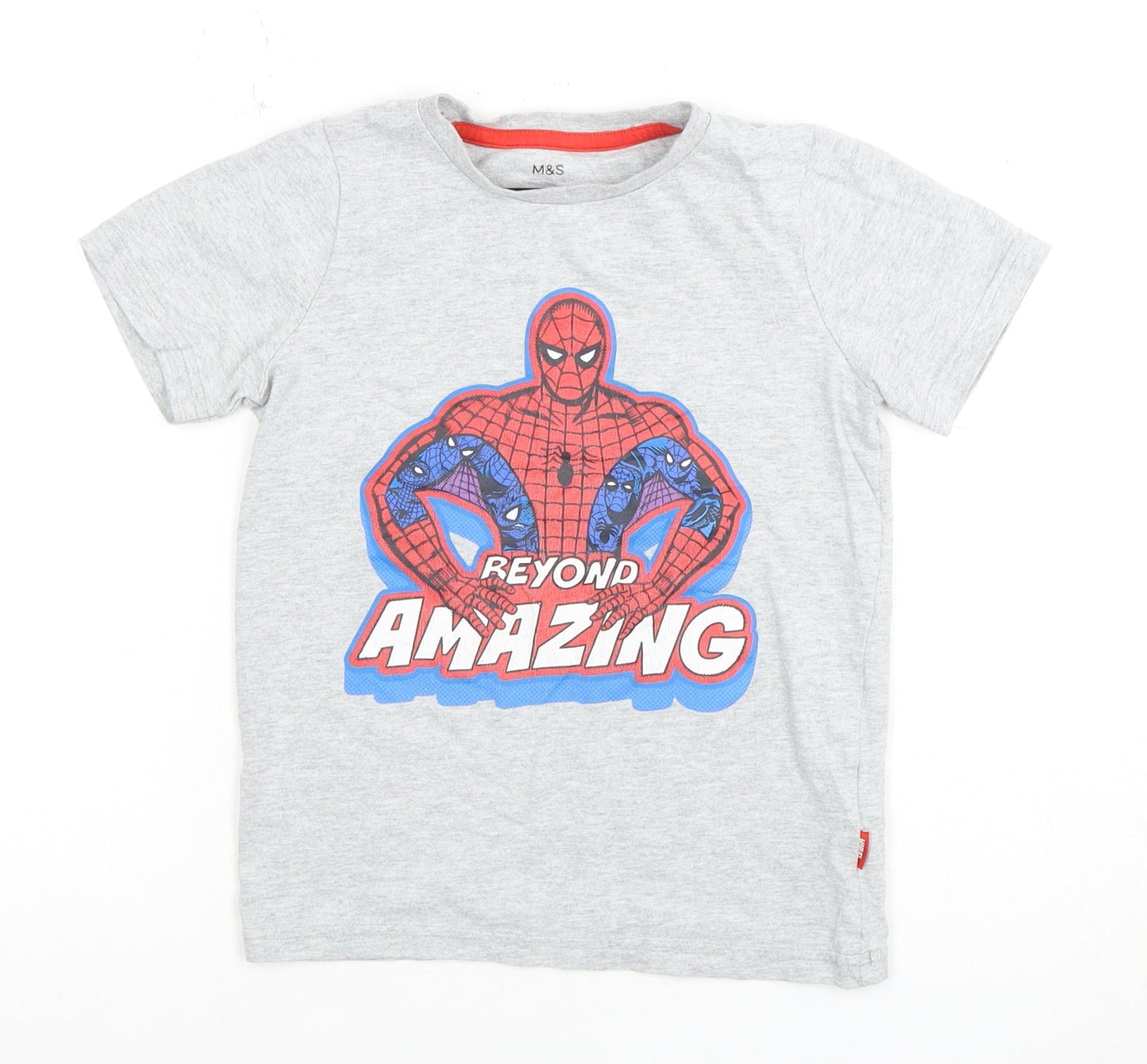 Marks and Spencer Boys Grey Spider-Man T-Shirt 6-7Yrs