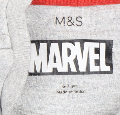Marks and Spencer Boys Grey Spider-Man T-Shirt 6-7Yrs
