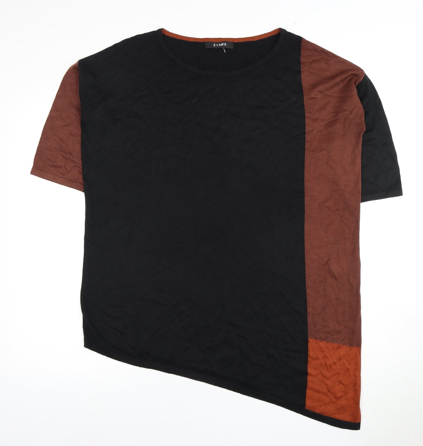 Evans Women's Black 3/4 Sleeve Jersey Top Size 14