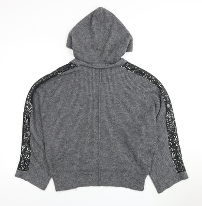 Womens UK Size S River Island Grey Full Zip Jumper