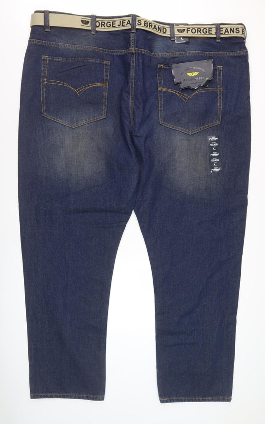 Forge Men's Blue Regular Fit Jeans, Size 58L