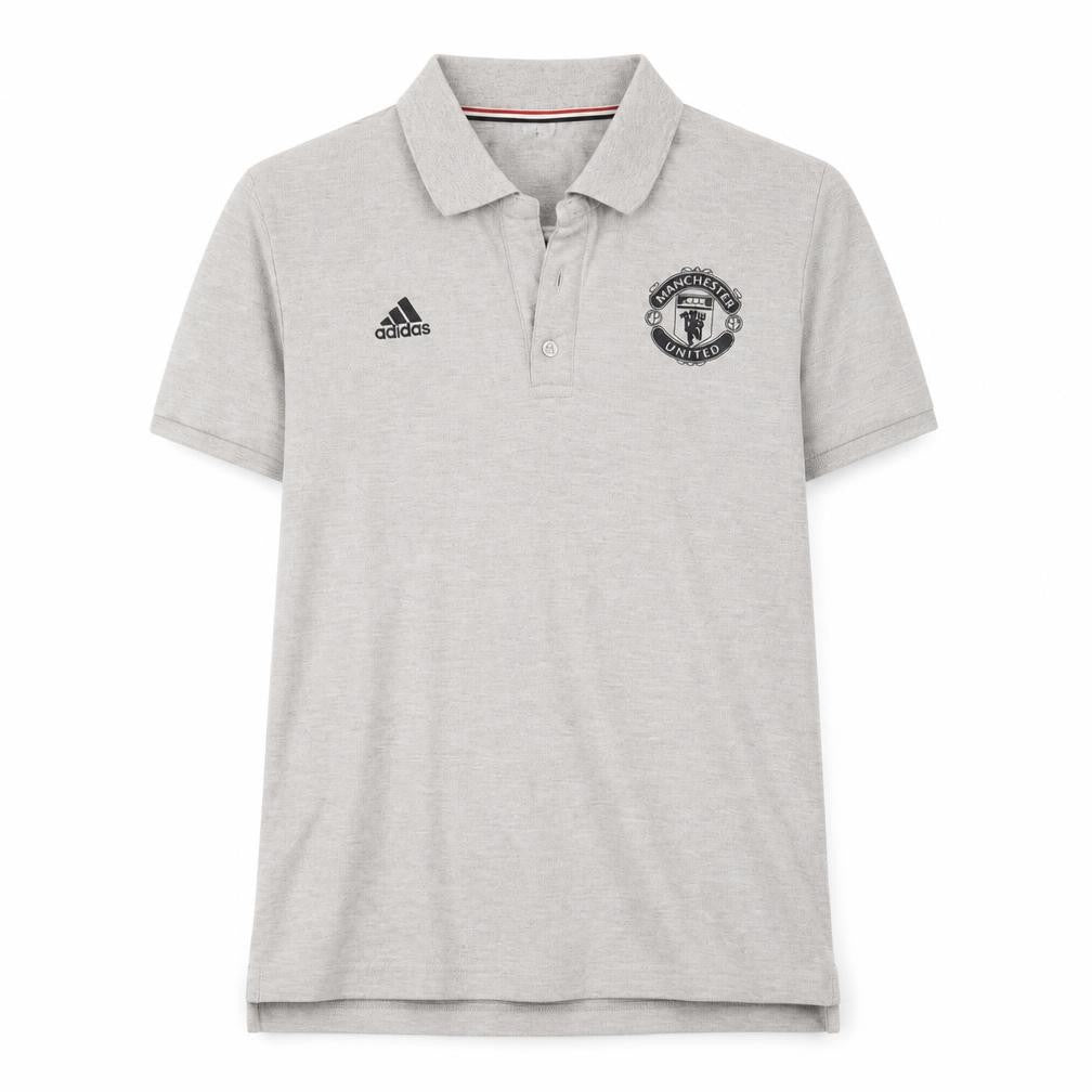 Front view of Adidas Men's Grey Polo Shirt M Regular Fit Football