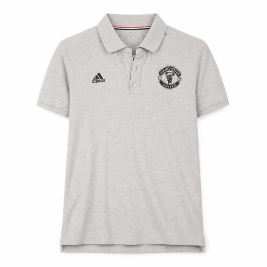 Front view of Adidas Men's Grey Polo Shirt M Regular Fit Football